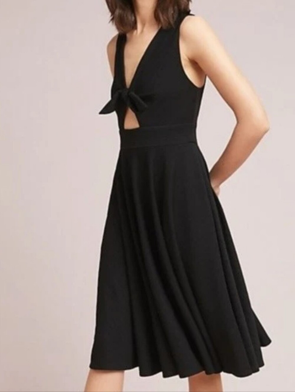 Anthropologie Hutch Cutout Midi Black Dress Size Small Sleeveless Casual Boho